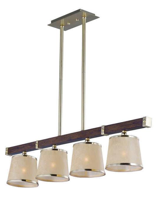Maritime 7.25" 4 Light Chandelier in Antique Pecan and Satin Brass