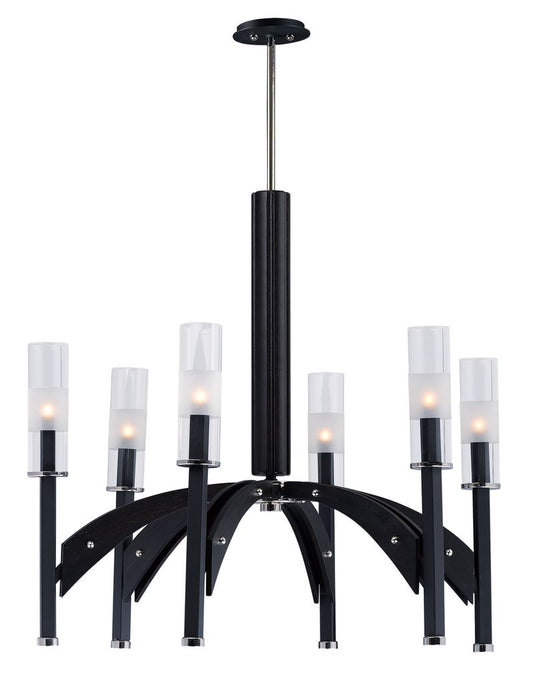 Merge 29" 6 Light Single-Tier Chandelier in Black and Wenge