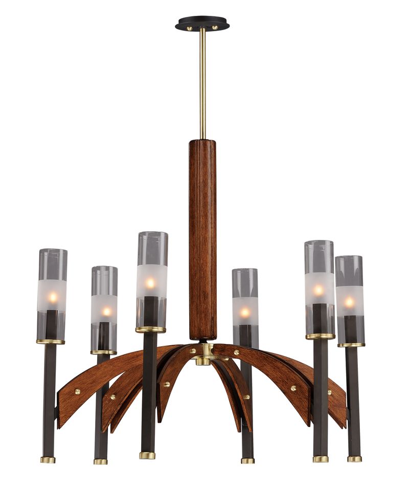 Merge 29' 6 Light Single-Tier Chandelier in Bronze and Antique Pecan