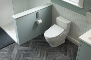 Aimes Elongated One-Piece Toilet with Washlet+ S500e in Cotton White