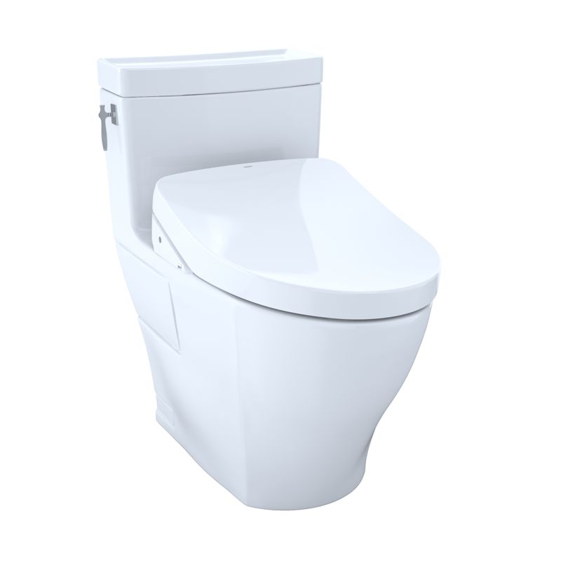 Aimes Elongated One-Piece Toilet with Washlet+ S500e in Cotton White