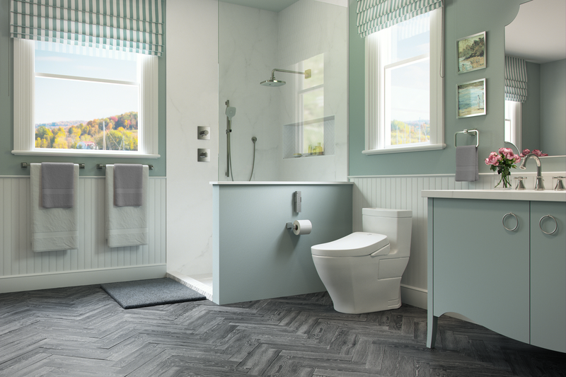 Aimes Elongated One-Piece Toilet with Washlet+ S550e in Cotton White
