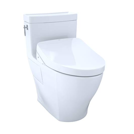 Aimes Elongated One-Piece Toilet with Washlet+ S550e Auto Flush in Cotton White