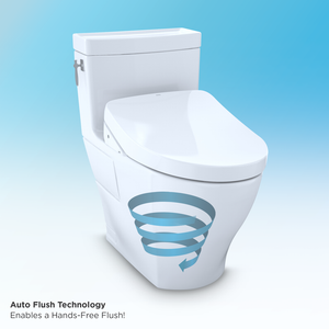 Aimes Elongated One-Piece Toilet with Washlet+ S550e Auto Flush in Cotton White