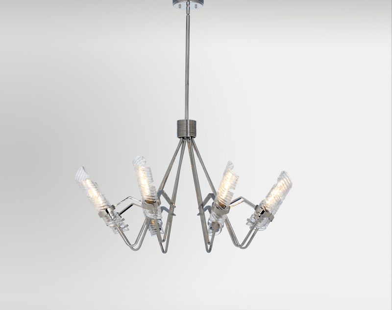 Milano 37.75' 8 Light Single-Tier Chandelier in Polished Nickel