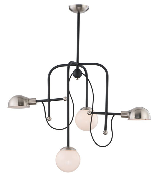 Mingle 21" 4 Light Chandelier in Black and Satin Nickel