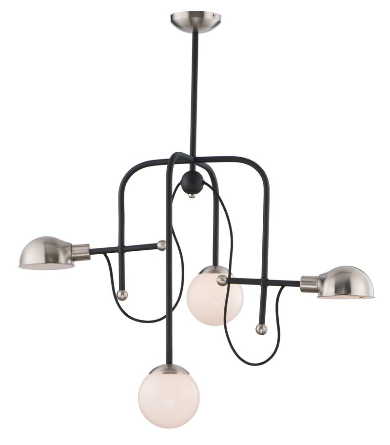 Mingle 21' 4 Light Chandelier in Black and Satin Nickel