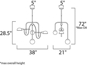 Mingle 21' 4 Light Chandelier in Bronze and Satin Brass