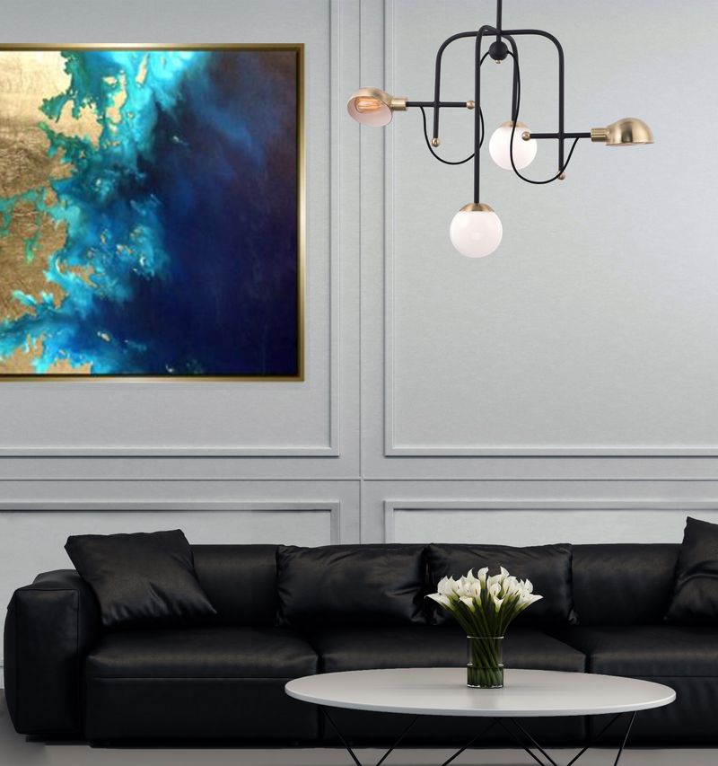 Mingle 21' 4 Light Chandelier in Bronze and Satin Brass