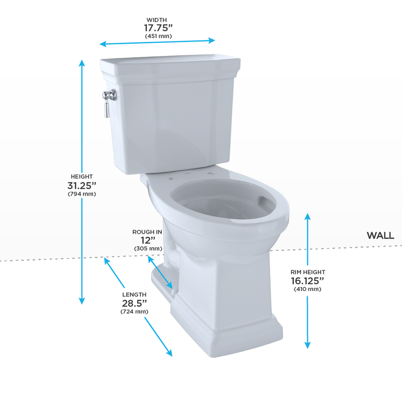 Promenade II Elongated 1.28 gpf Two-Piece Toilet in Cotton White