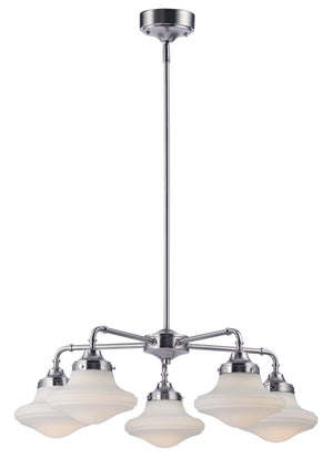 New School 28' 5 Light Down Light Chandelier in Satin Nickel