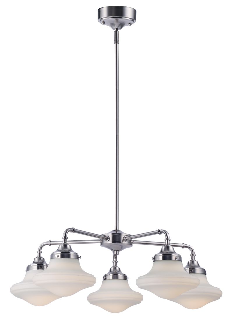 New School 28' 5 Light Down Light Chandelier in Satin Nickel