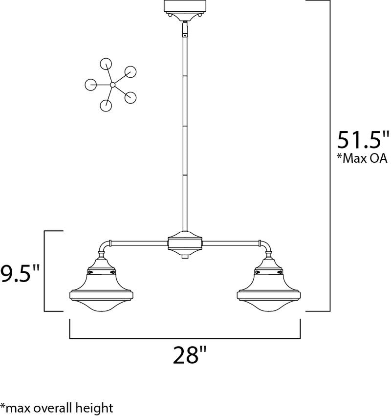 New School 28' 5 Light Down Light Chandelier in Satin Nickel