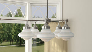 New School 28' 5 Light Down Light Chandelier in Satin Nickel