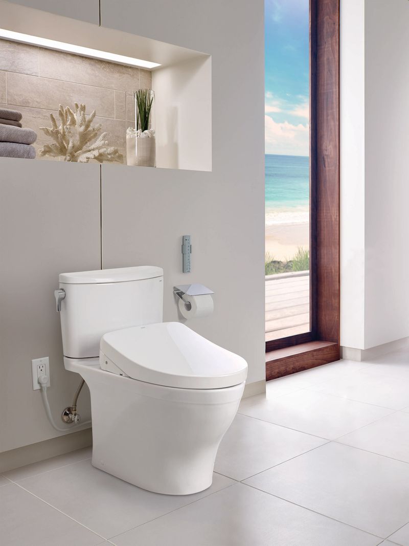 Nexus Elongated 1 gpf Two-Piece Toilet with Washlet+ S500e in Cotton White