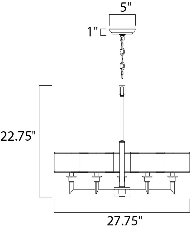 Nexus 27.75' 5 Light Single-Tier Chandelier in Satin Nickel