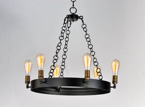 Noble 26' 6 Light Chandelier in Black and Natural Aged Brass