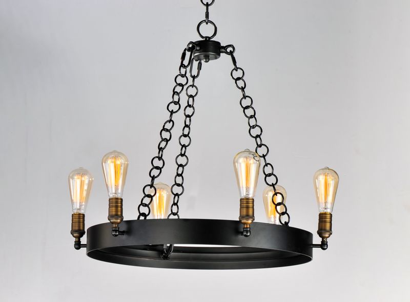 Noble 26' 6 Light Chandelier in Black and Natural Aged Brass