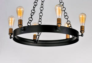 Noble 26' 6 Light Chandelier in Black and Natural Aged Brass