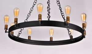Noble 37.5' 10 Light Chandelier in Black and Natural Aged Brass