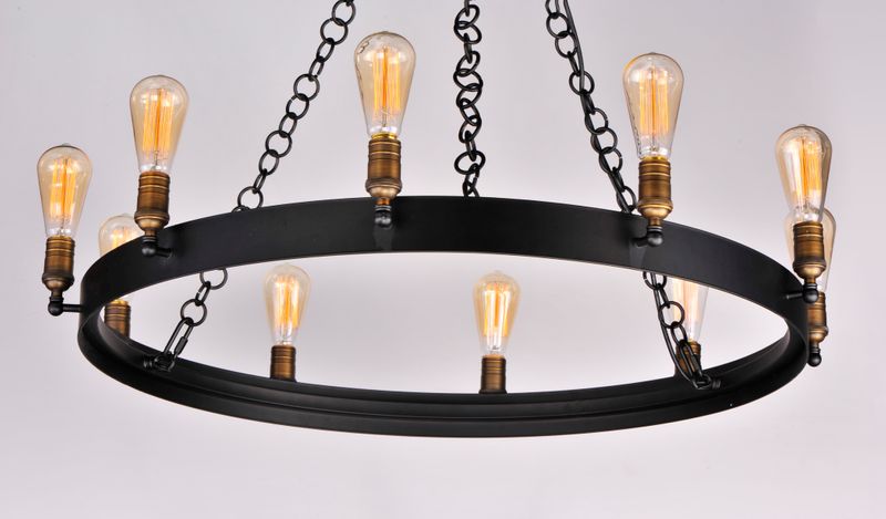 Noble 37.5' 10 Light Chandelier in Black and Natural Aged Brass