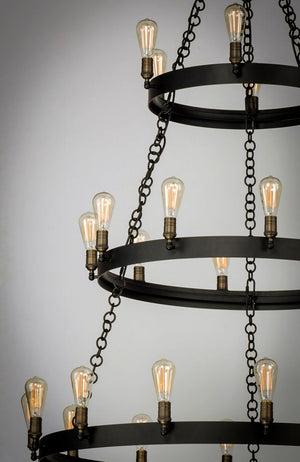 Noble 50' 30 Light Chandelier in Black and Natural Aged Brass