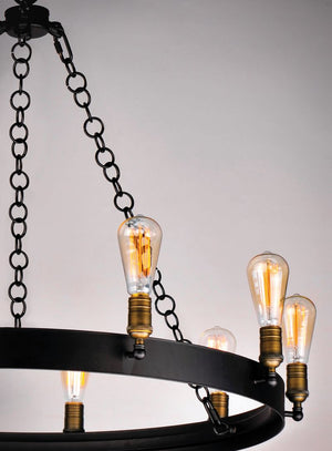 Noble 50' 30 Light Chandelier in Black and Natural Aged Brass