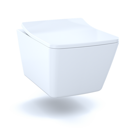 SP Square 0.9 gpf & 1.28 gpf Dual-Flush Wall-Hung Floating Toilet in Cotton White