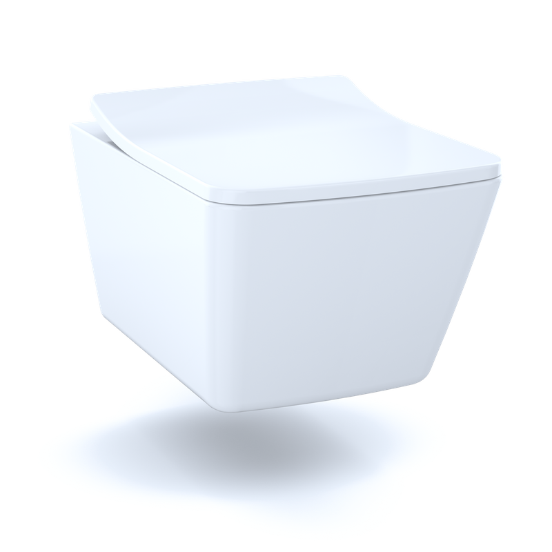 SP Square 0.9 gpf & 1.28 gpf Dual-Flush Wall-Hung Floating Toilet in Cotton White