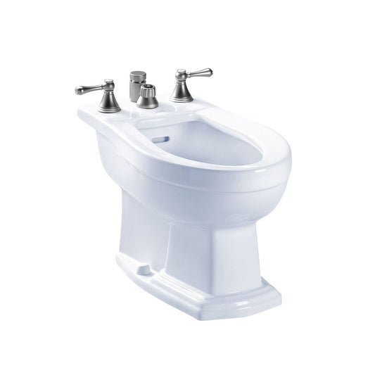 Clayton Deck-Mount Flushing Rim Vertical-Spray Bidet in Cotton White