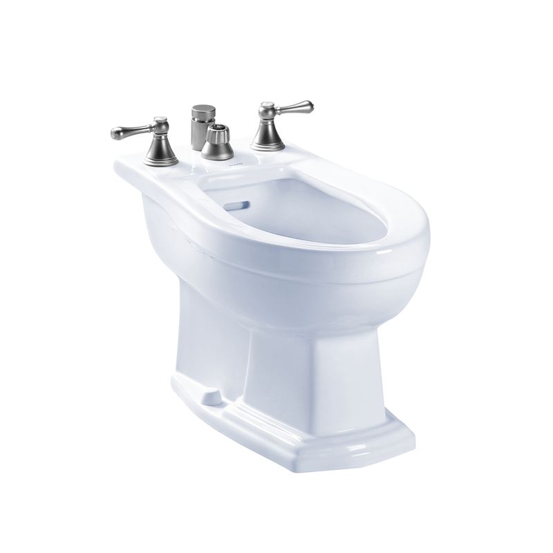 Clayton Deck-Mount Flushing Rim Vertical-Spray Bidet in Cotton White