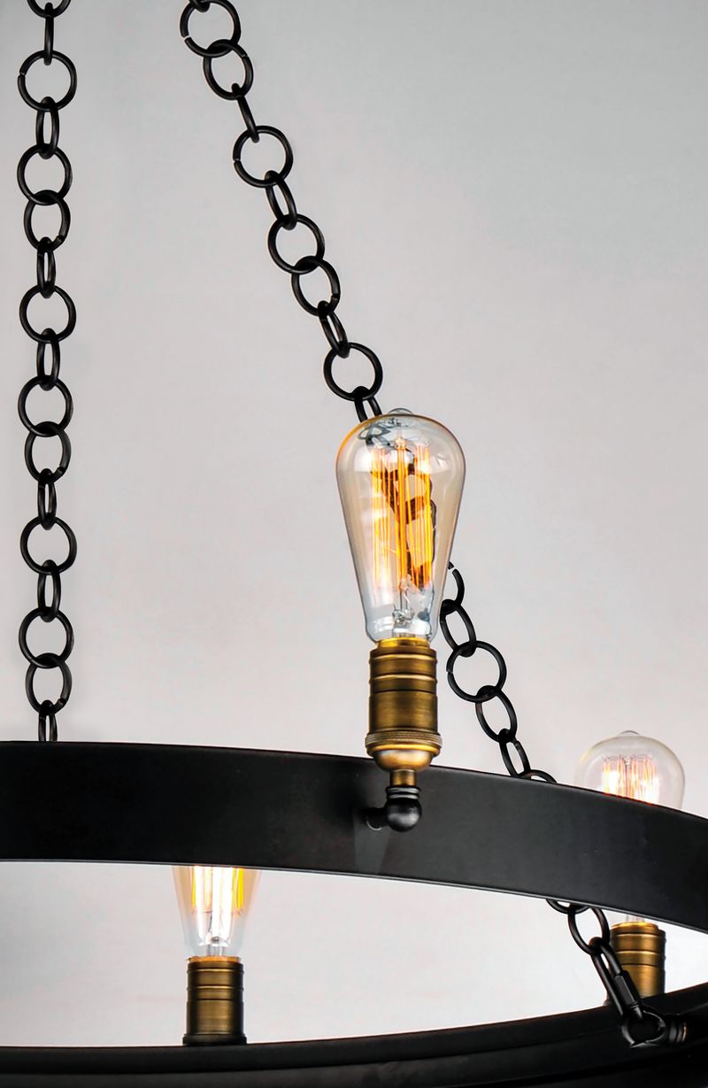 Noble 37.5' 16 Light Multi-Tier Chandelier in Black and Natural Aged Brass