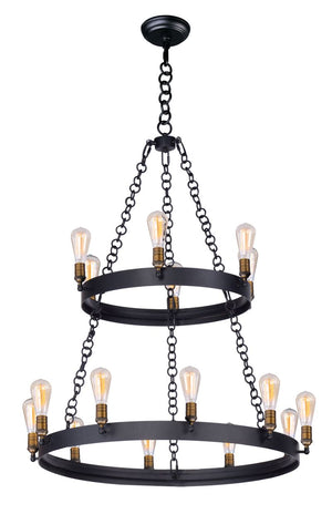 Noble 45.5' Chandelier with 16 Light bulbs included - Black / Natural Aged Brass