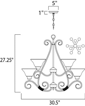 Pacific 30.5' 9 Light Multi-Tier Chandelier in Kentucky Bronze