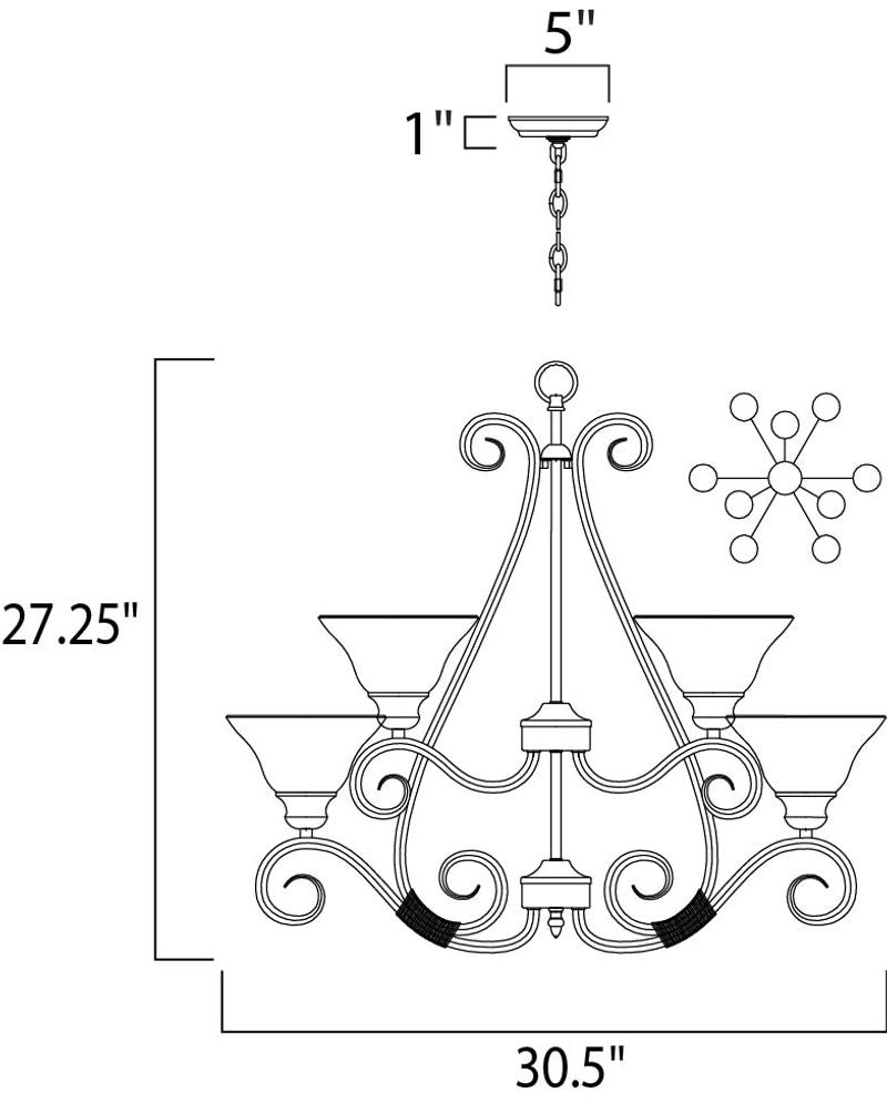 Pacific 30.5' 9 Light Multi-Tier Chandelier in Kentucky Bronze