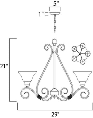 Pacific 29' 5 Light Single-Tier Chandelier in Kentucky Bronze