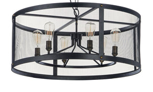 Palladium 32' 6 Light Chandelier in Black and Natural Aged Brass