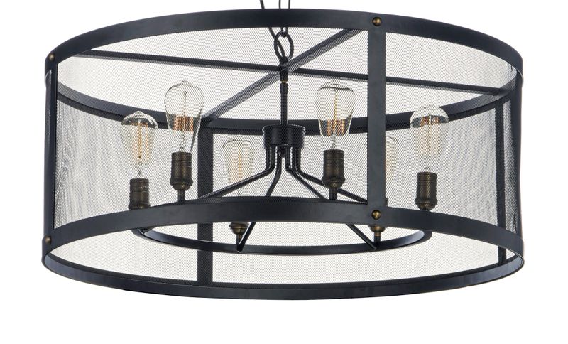 Palladium 32' 6 Light Chandelier in Black and Natural Aged Brass