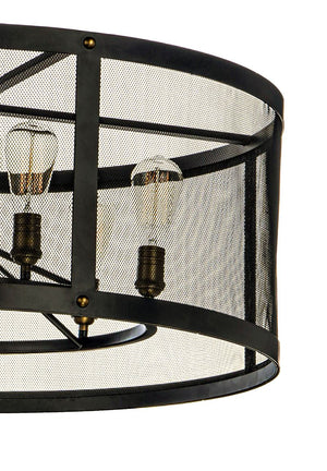 Palladium 32' 6 Light Chandelier in Black and Natural Aged Brass
