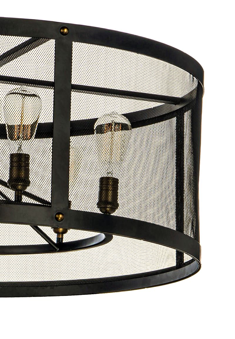 Palladium 32' 6 Light Chandelier in Black and Natural Aged Brass