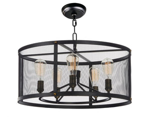 Palladium 24.25' 5 Light Chandelier in Black and Natural Aged Brass