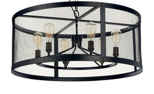 Palladium 24.25' 5 Light Chandelier in Black and Natural Aged Brass