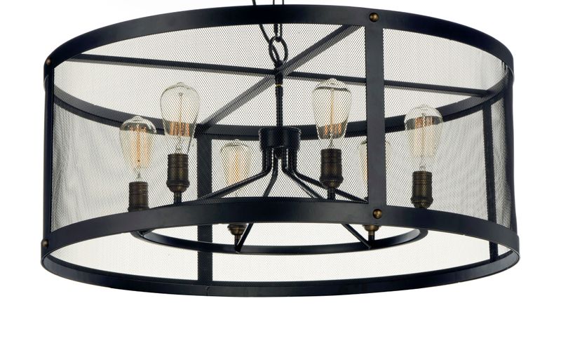 Palladium 24.25' 5 Light Chandelier in Black and Natural Aged Brass