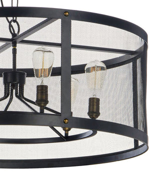 Palladium 24.25' 5 Light Chandelier in Black and Natural Aged Brass