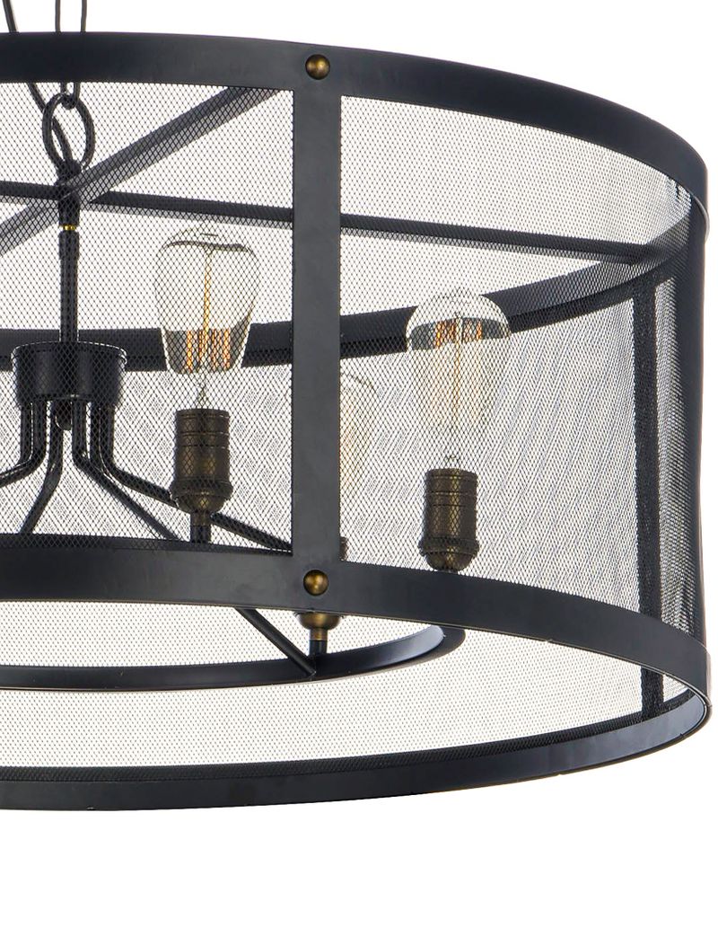Palladium 24.25' 5 Light Chandelier in Black and Natural Aged Brass