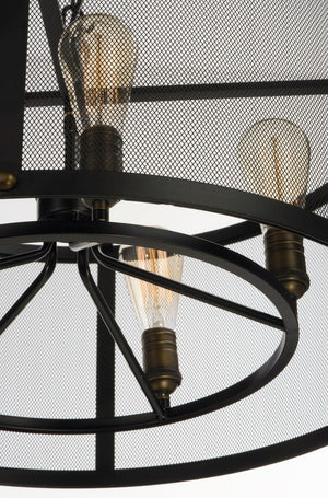 Palladium 24.25' 5 Light Chandelier in Black and Natural Aged Brass