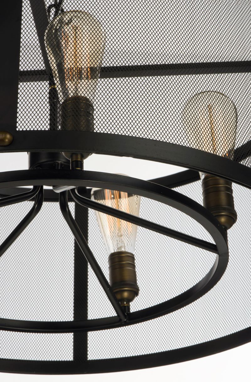 Palladium 24.25' 5 Light Chandelier in Black and Natural Aged Brass