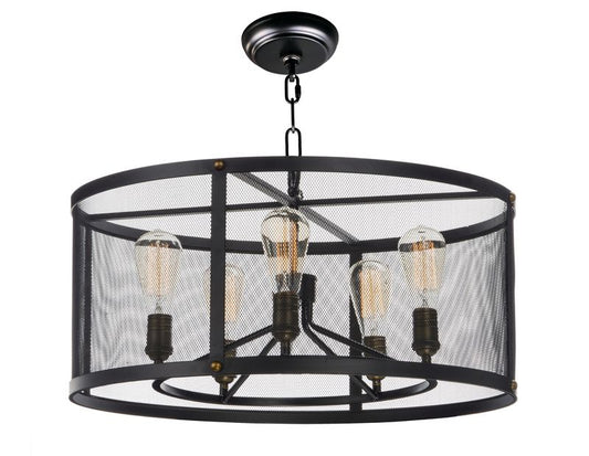 Palladium 10.5" Chandelier with 5 Lights with bulbs included - Black / Natural Aged Brass