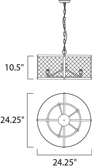 Palladium 10.5' Chandelier with 5 Lights with bulbs included - Black / Natural Aged Brass