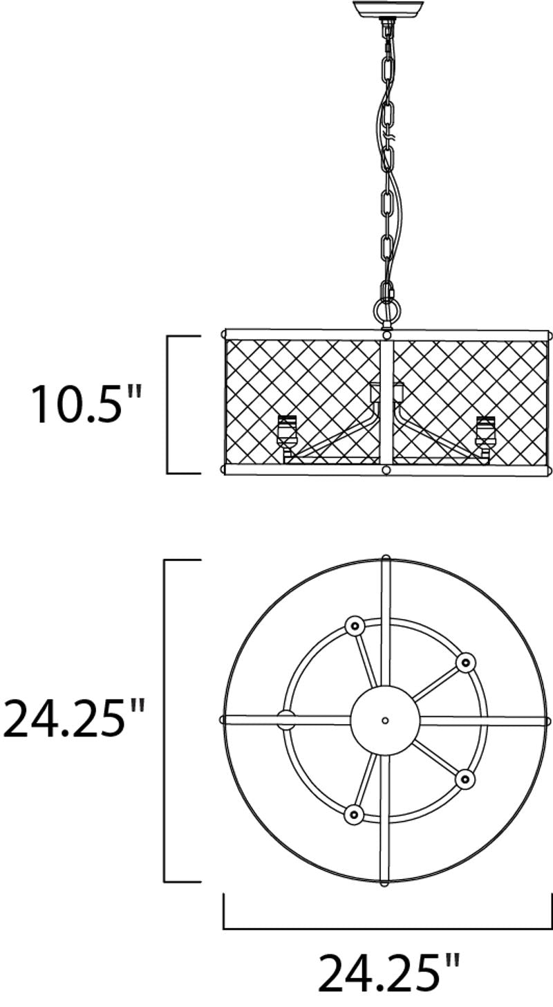 Palladium 10.5' Chandelier with 5 Lights with bulbs included - Black / Natural Aged Brass
